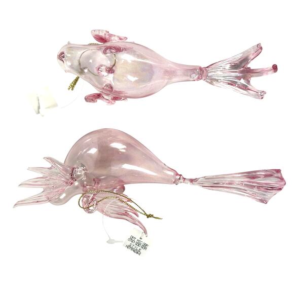 Dillard's Trimmings Pink Iridescent Clear Glass Bird Christmas Ornaments-Pair - Picture 4 of 11